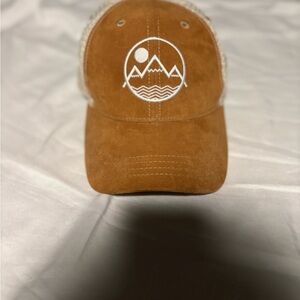 Brown Trucker Hat with Mountain Design